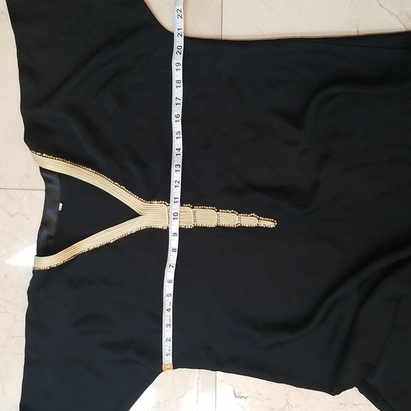 Black & Gold Embroidered Sequin Kaftan Cover-Up Maxi Dress - Picture 6 of 16